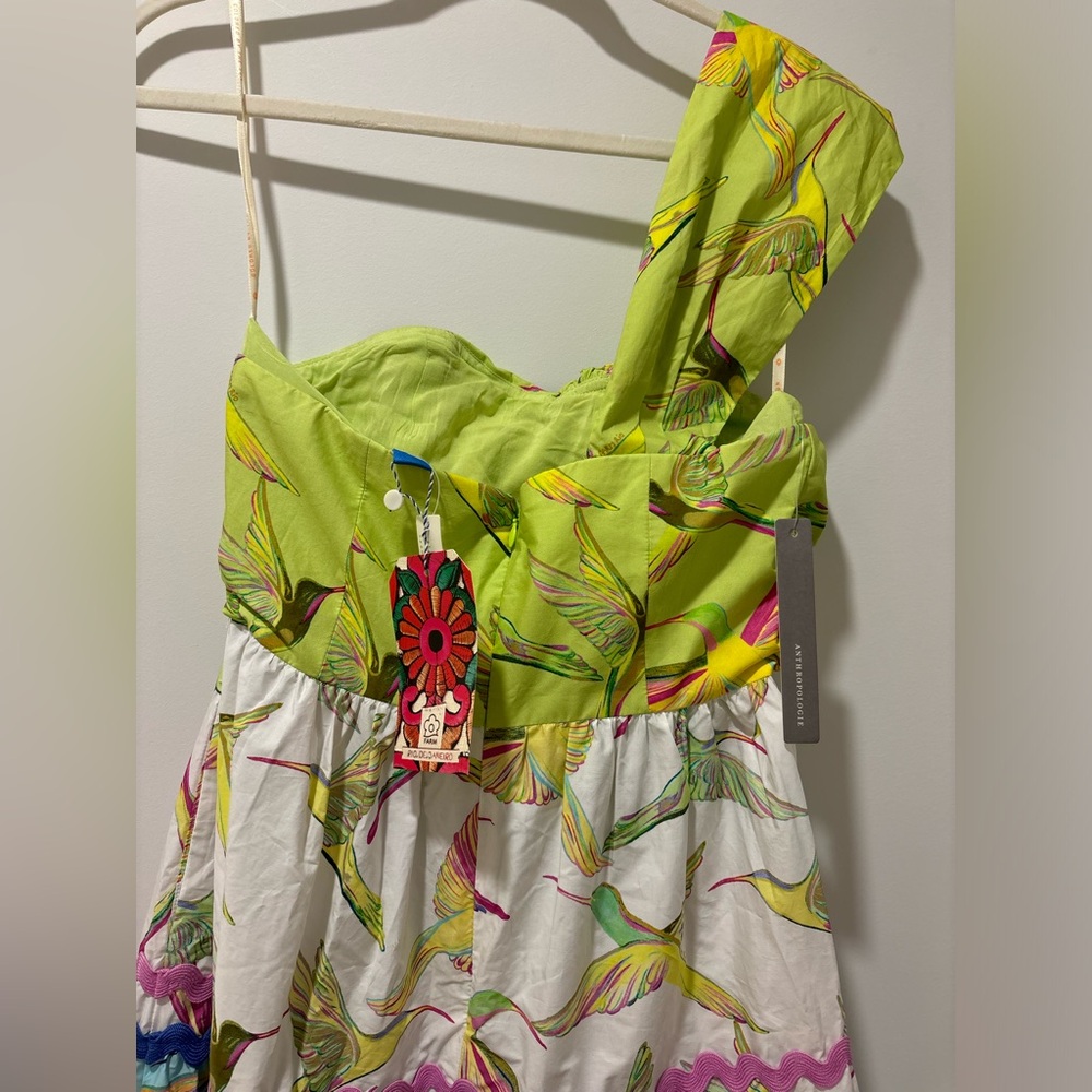FARM Rio X One-Shoulder Tiered Midi Dress - Hummingbird Size Small NWT - Picture 5 of 7